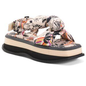 FARM Rio Brazil Scarf Platform Sandals Birds Beach Puffy Shoes 8 NWT